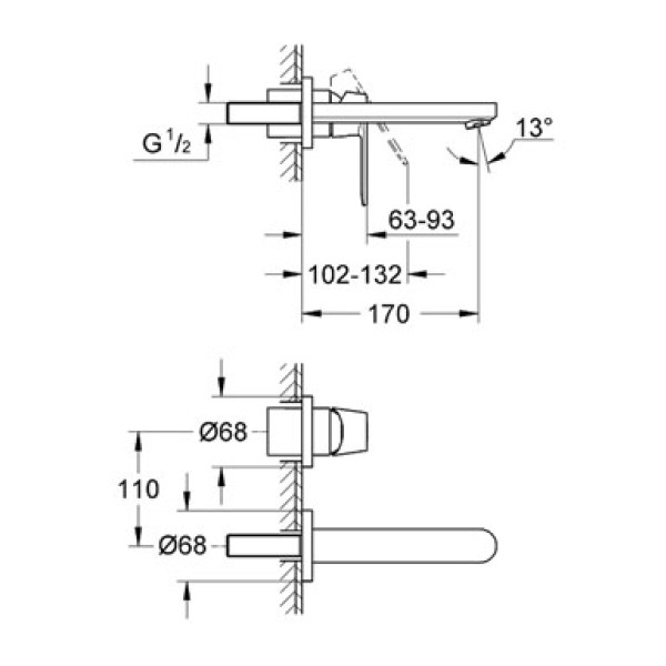 Смеситель для раковины Grohe Eurosmart Cosmopolitan (19381000)