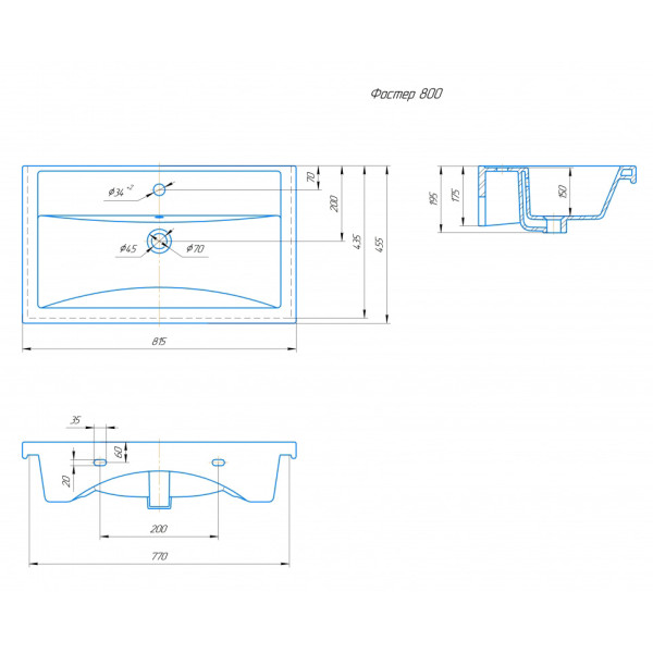Раковина мебельная Kirovit Фостер 80 белая (CS00094126)