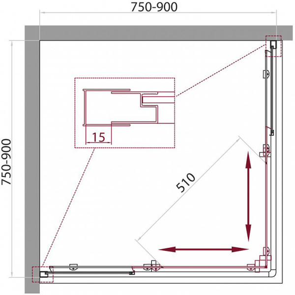 Душевой уголок BelBagno Unique 75x75x190 стекло прозрачное, профиль хром (UNIQUE-A-2-75/90-C-Cr)