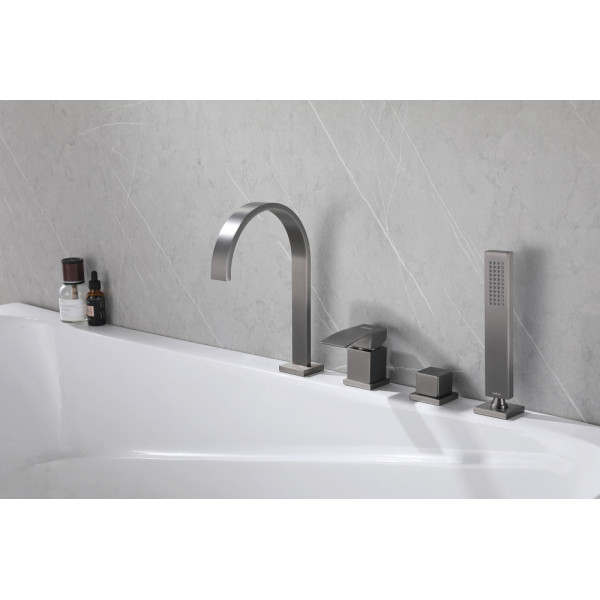 Смеситель на борт ванны Abber Wasserfall никель (AF8613NG)