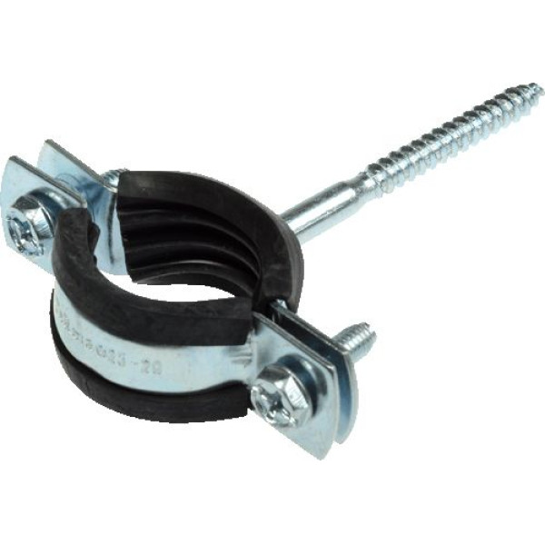 Хомут стальной оцинкованный 3/8" (16-22 мм.) с резиновым уплотнением TeRma (с шурупом) (24001)
