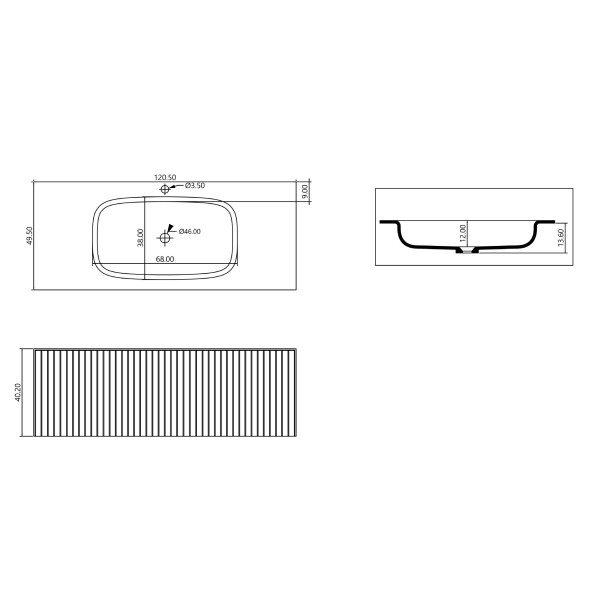 Тумба подвесная Orka Cube 1200x490x400 с раковиной антрацит матовый (3000381)