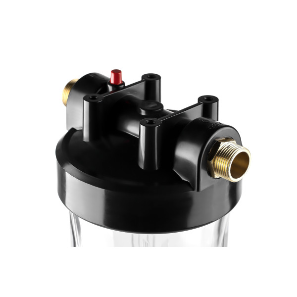 Фильтр колбовый Гейзер 1" 10BB с латунными ниппелями (прозрачный, для холодной воды) (50685)