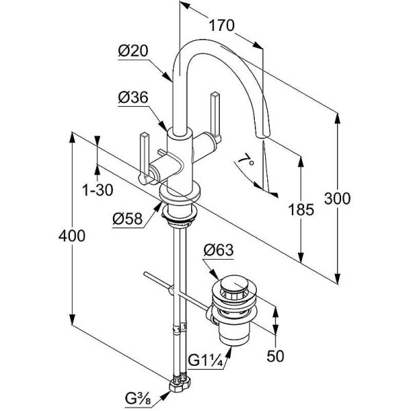 Смеситель для раковины Kludi Nova Fonte черный (201183915) Смеситель для раковины Kludi Nova Fonte черный (201183915)