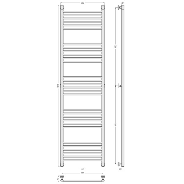 Полотенцесушитель водяной Сунержа Богема + 1900x500 матовый белый (30-0220-1950)