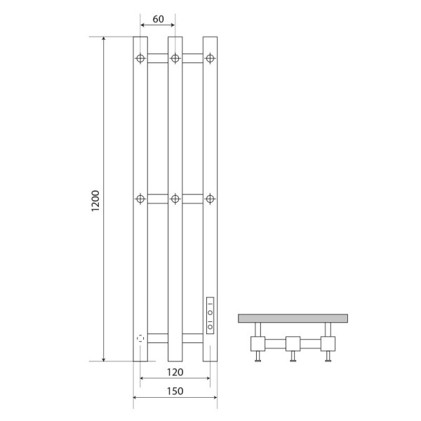Полотенцесушитель электрический Melodia Etude Electro Ferrum 1200х150 П3 6 крючков графит (MTREEF120015gt) Полотенцесушитель электрический Melodia Etude Electro Ferrum 1200х150 П3 6 крючков графит (MTREEF120015gt)
