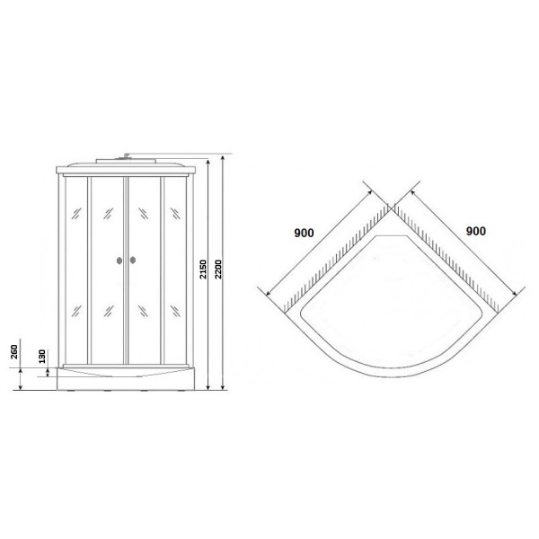 Душевая кабина Eco 90x90 стекло матовое, профиль хром матовый (E90/26/MT)