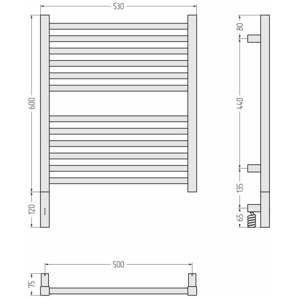 Полотенцесушитель электрический Сунержа Модус 3.1 600x500 провод слева матовый чёрный (31-5900-6050) Полотенцесушитель электрический Сунержа Модус 3.1 600x500 провод слева матовый чёрный (31-5900-6050)