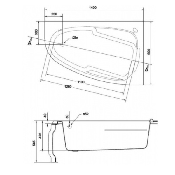 Ванна акриловая Cersanit Joanna 1400х900х420 R (WA-JOANNA*140-R)
