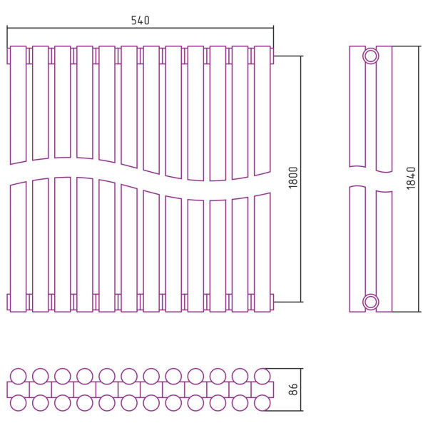 Дизайн-радиатор Сунержа Эстет-11 1800*540 12 секций золотой (03-0302-1812)