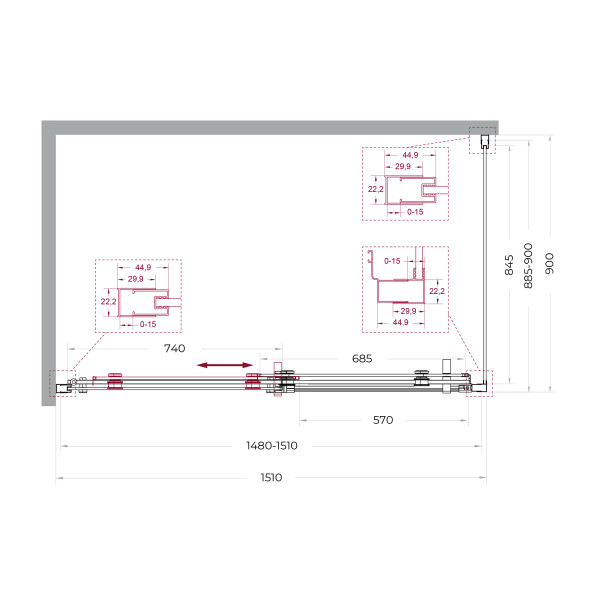 Душевой уголок BelBagno Marino 150x90x195 стекло прозрачное, профиль оружейная сталь матовая (MARINO-2-AH-1-150/90-C-GM)