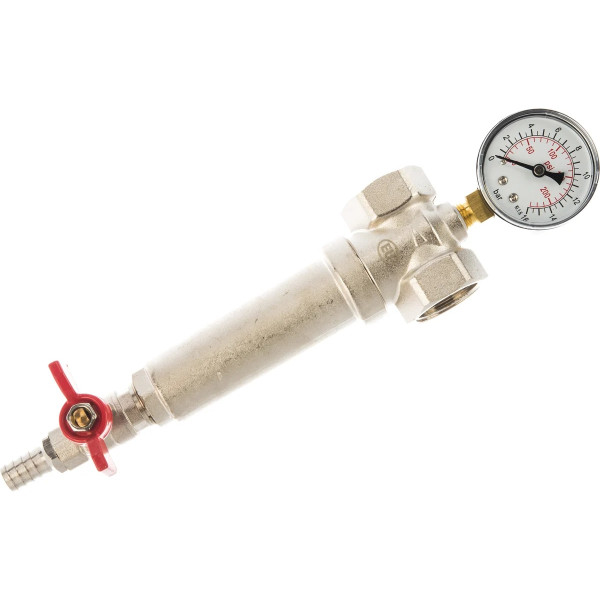 Фильтр с манометром самоочищающийся 1" ВВ 300 мкр. Kromwell (никель) (EU.ST6026055 1_k)