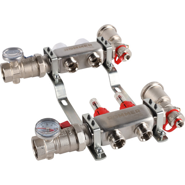 Коллекторная группа Rommer 2 отвода 1"x3/4" в сборе с расходомерами (нерж.сталь) (RMS-1210-000002) Коллекторная группа Rommer 2 отвода 1"x3/4" в сборе с расходомерами (нерж.сталь) (RMS-1210-000002)
