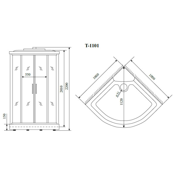 Душевая кабина Timo T-1101P 100x100x220 стекло тонированное, профиль хром (T-1101P)