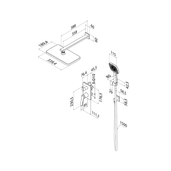 Душевая система Iddis Parker с тропическим и ручным душем матовый черный (PARBL02i67)