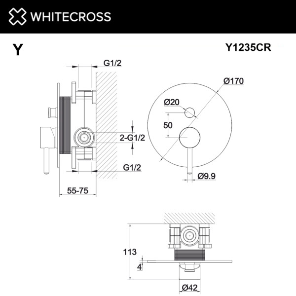 Смеситель для душа Whitecross Y хром (Y1235CR)