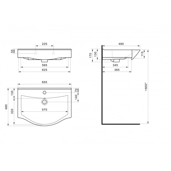 Раковина подвесная Santek Беверли-65 белая (1WH302501)