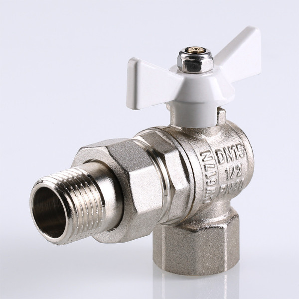 Кран угловой 1/2" шаровый со сгоном Valtec Base (белая бабочка) VT.228.NW.04 Кран угловой 1/2" шаровый со сгоном Valtec Base (белая бабочка) VT.228.NW.04