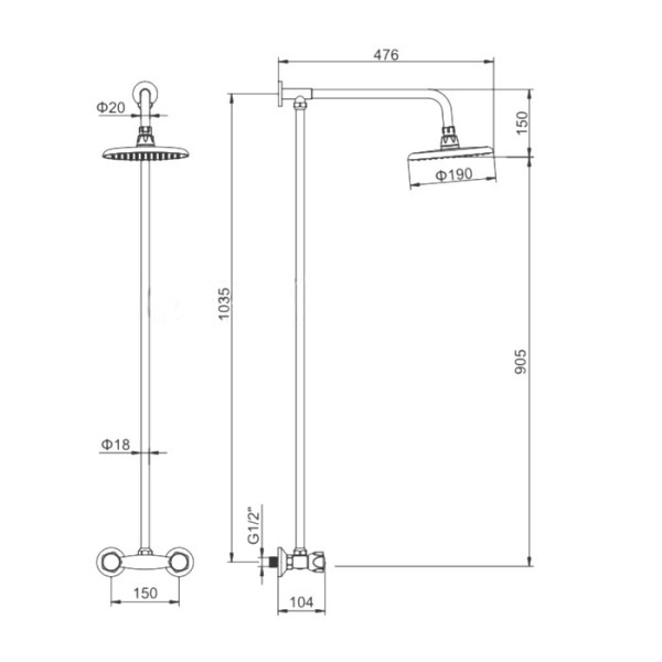 Душевая система Ledeme с тропическим душем, керамика (L2394)