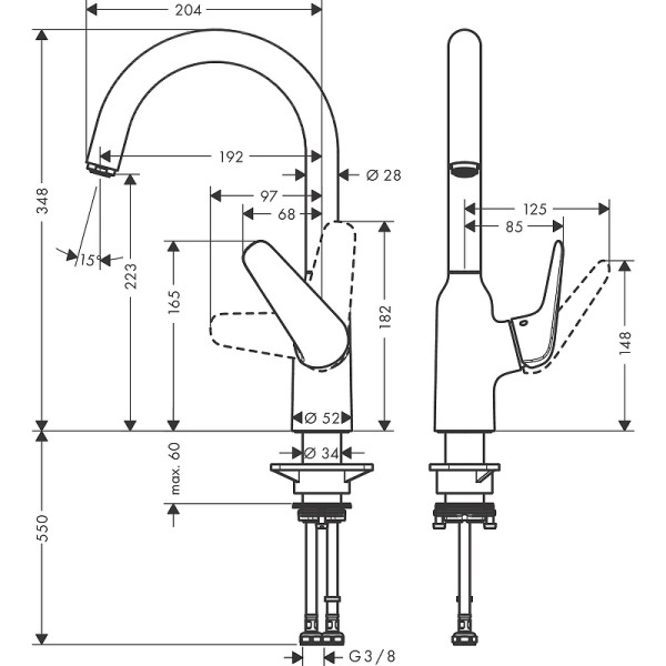 Смеситель для кухни Hansgrohe Focus M42 хром (71802000) Смеситель для кухни Hansgrohe Focus M42 хром (71802000)