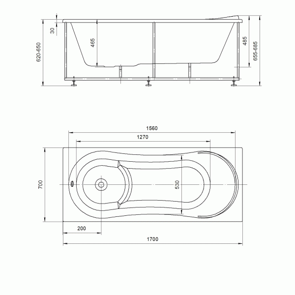 Ванна гидромассажная Акватек Афродита 170х70 НМ (пневматика) Ванна гидромассажная Акватек Афродита 170х70 НМ (пневматика)