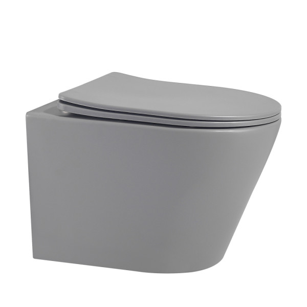 Унитаз подвесной ABBER Bequem серый матовый, безободковый (AC1102MG)
