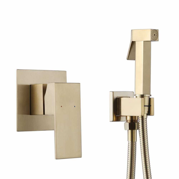 Смеситель с гигиеническим душем Abber Daheim золото матовое (AF8225G) Смеситель с гигиеническим душем Abber Daheim золото матовое (AF8225G)