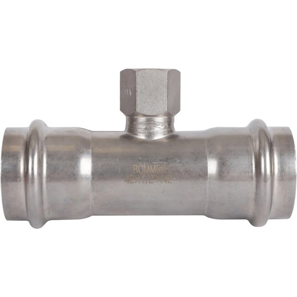 Тройник переходной 42х1/2"Вх42 Rommer из нержавеющей стали (пресс) (RSS-0015-004212) Тройник переходной 42х1/2"Вх42 Rommer из нержавеющей стали (пресс) (RSS-0015-004212)