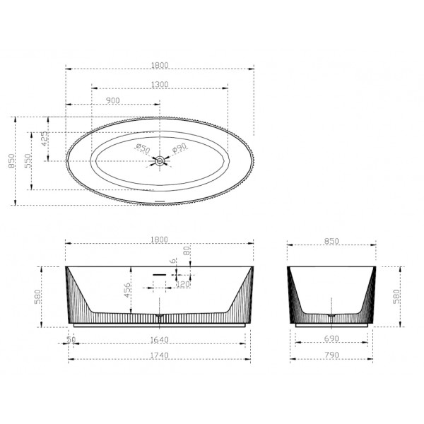 Ванна акриловая Abber 180*85 белая (AB9327)