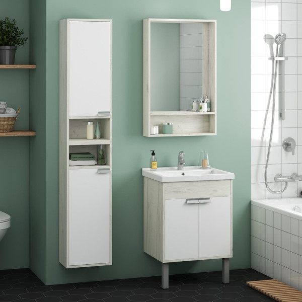 Шкаф зеркальный Aquaton Флай 60 Дуб Крафт бел (1A237602FA860)