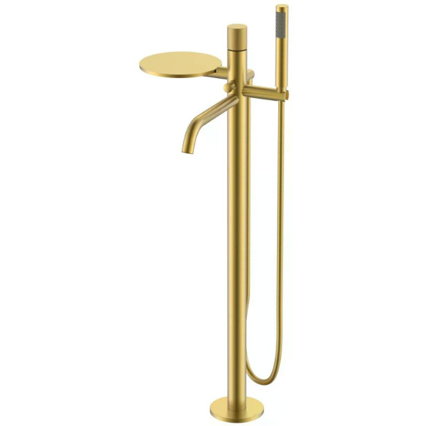 Смеситель напольный Boheme Stick золотой с душевым комплектом (129-MG.4)
