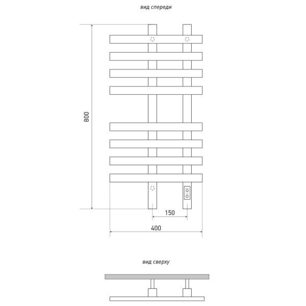 Полотенцесушитель электрический Melodia Country Electro Ferrum 400х800 П8_4x4 cухой ТЭН 129Вт встр.диммер черный (MTRСEF4080bk)