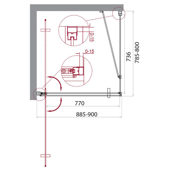 Душевой уголок BelBagno Marmi 90x80x195 стекло прозрачное, профиль хром (MARMI-AH-1-90/80-C-Cr)
