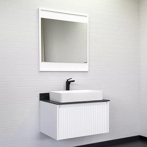 Тумба подвесная Comforty Марсель 750x500x530 белый матовый/калакатта Блэк (00-00013396)