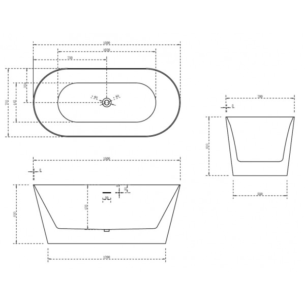Ванна акриловая отдельностоящая Abber 150х70 белая (AB9222-1.5)