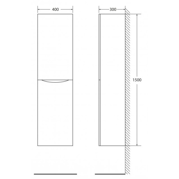 Пенал подвесной BelBagno Fly-Marino Rovere Grigio (FLY-MARINO-150-2A-SC-RG-P-L)