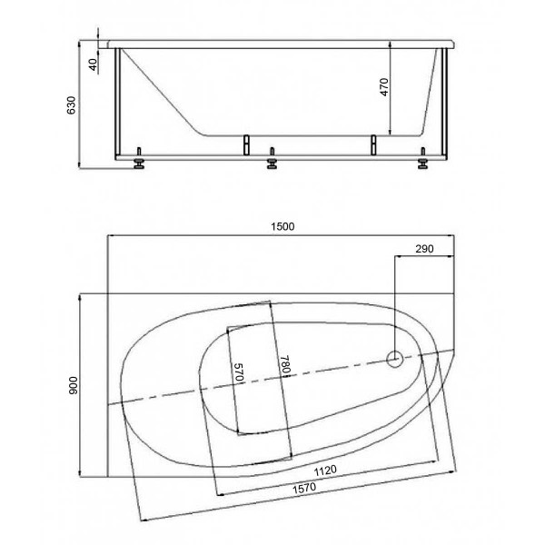 Ванна акриловая Azario Kapris 150x90 левосторонняя (AV.0002150)