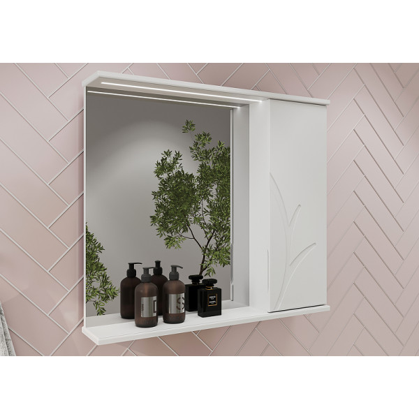 Шкаф зеркальный Volna Adel 800x700 белый (zsADEL80.R-01) Шкаф зеркальный Volna Adel 800x700 белый (zsADEL80.R-01)