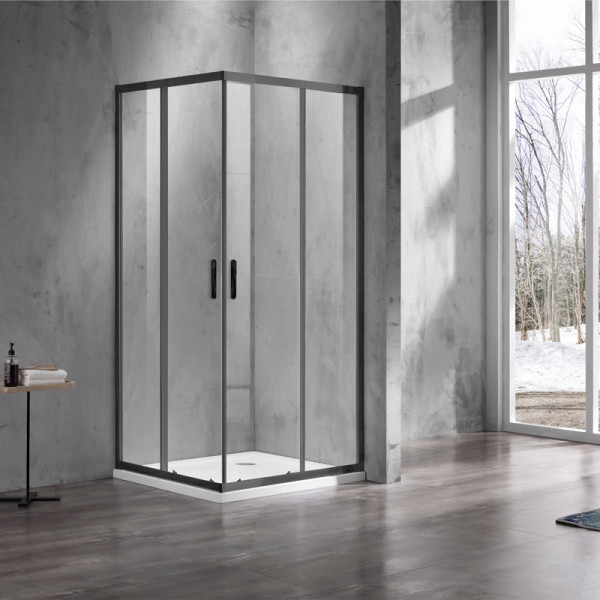 Душевой уголок Azario Milton 90x90x200 стекло прозрачное, профиль черный (AZ-ND1142 90 Black)