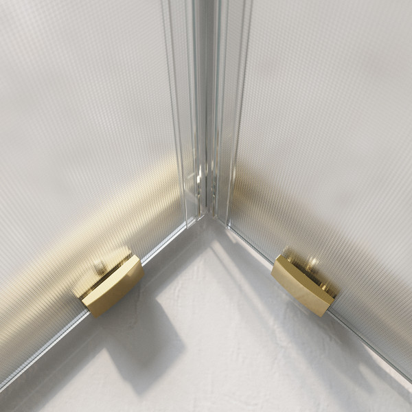 Душевой уголок BelBagno Luce 90x90x195 стекло рифленое бронзовое, профиль золото глянцевое (LUCE-A-2-90-P-ORO)