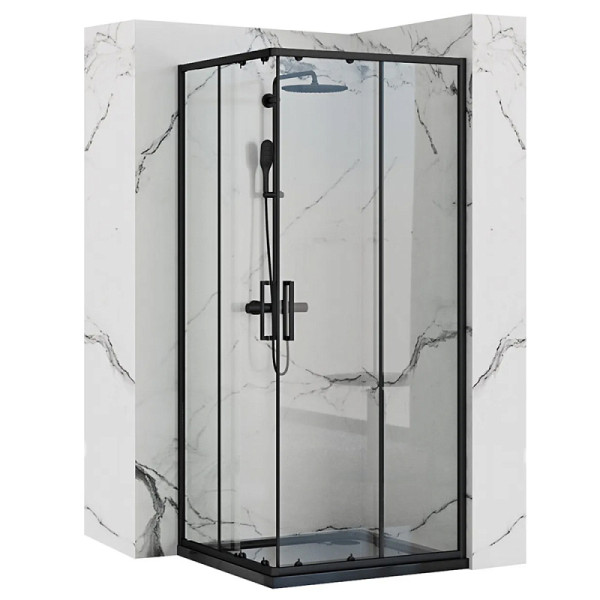 Душевой уголок Loranto Neo 100x100x190 стекло прозрачное, профиль черный, без поддона (CS-21809B-100)