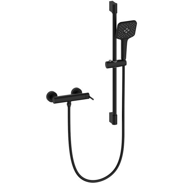 Смеситель для душа Lemark Valday с душевым комплектом черный (LMF-8124B-BL)