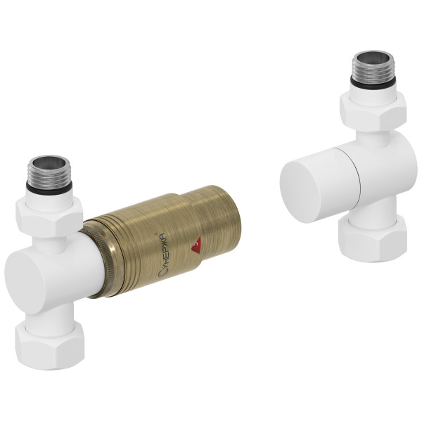 Терморегулятор автоматический Сунержа 1/2"x3/4" НР/НГ набор, прямой, матовый белый - состаренная бронза (30-1420-6213) Терморегулятор автоматический Сунержа 1/2"x3/4" НР/НГ набор, прямой, матовый белый - состаренная бронза (30-1420-6213)