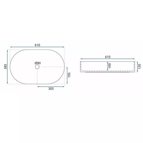 Раковина накладная Rea Nadia 61x38,5 чёрный матовый (REA-U8565)