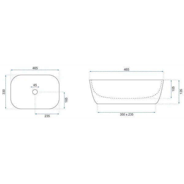 Раковина накладная Rea Belinda 46,5x33 белый/золото матовое (REA-U7422)