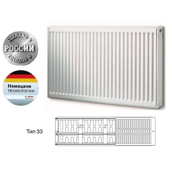 Радиатор стальной Buderus 400*600 тип 33 Logatrend K-Profil боковое подключение (7724107406)