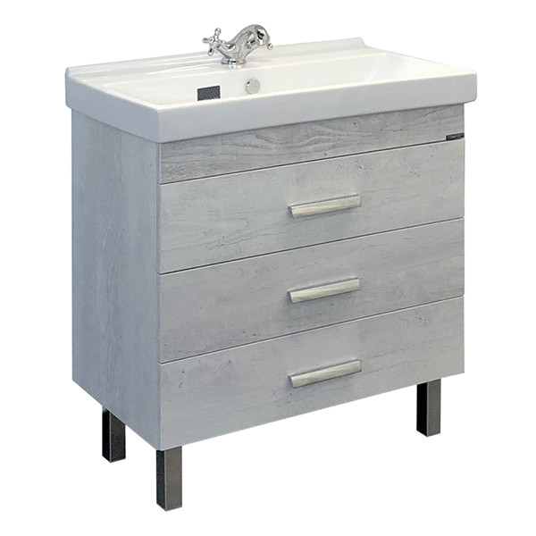 Тумба напольная Comforty Никосия 800x860x450 белый глянцевый с раковиной (00-00001510)