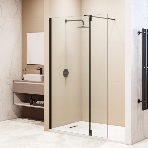 Душевая перегородка RGW WA-050B (WA-002B + Z-070B) 1100 стекло прозрачное, профиль черный (351005013-14)