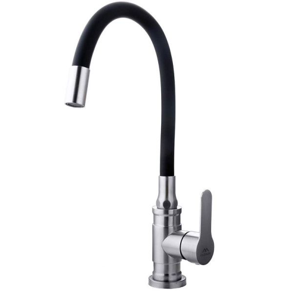 Смеситель для кухни Fashun с гибким изливом сатин/чёрный (A54401-7)