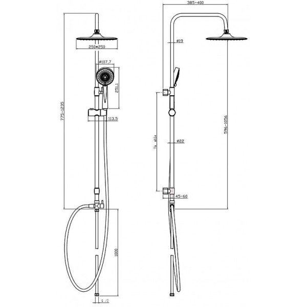 Душевой гарнитур Cersanit Neno черный хром (63477)